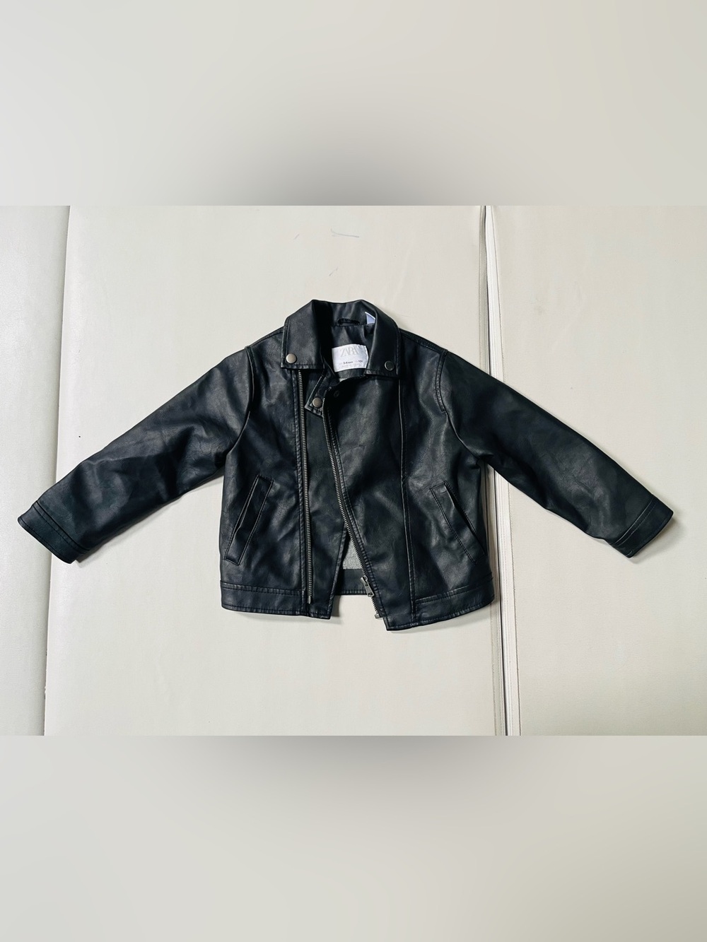 Zara Kids Black Faux Leather Biker Jacket